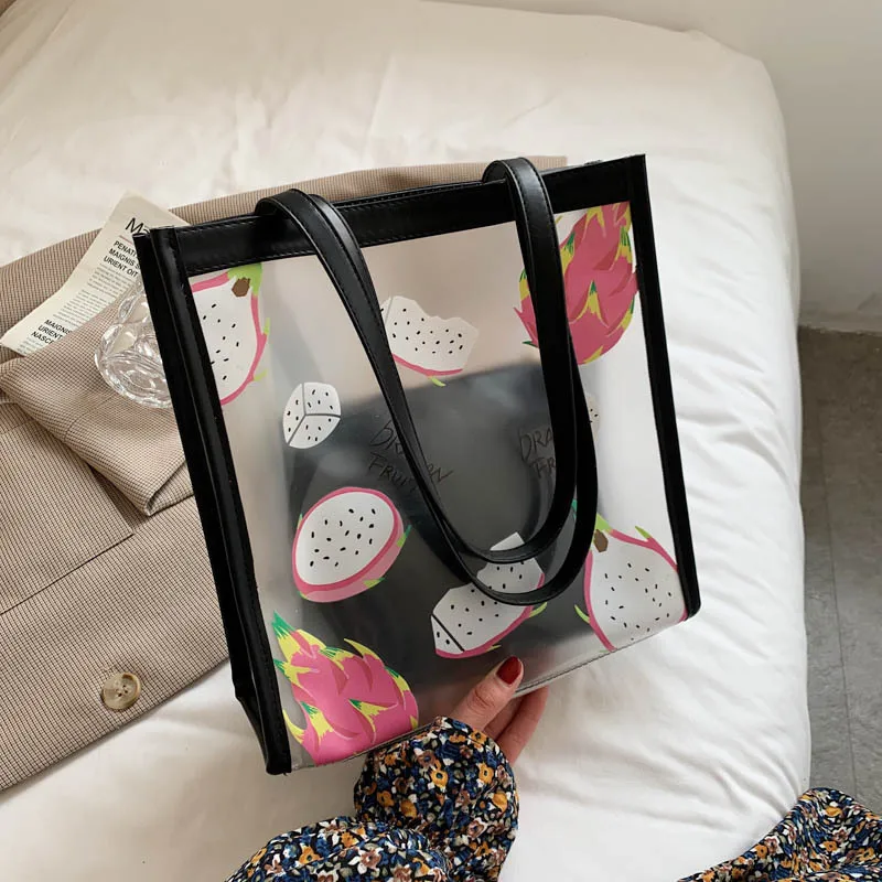 

Transparent Bags Women's Bag 2021 New Fashion Jelly Large Capacity Fashion Korean Version Large Bag Portable Shoulder Bags