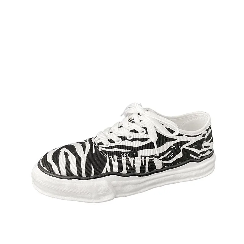 

Men's Shoes Summer 2021 New Fashion Non-slip Round Head Lightweight Lace-up Canvas Shoes Low-top Casual Striped Plaid