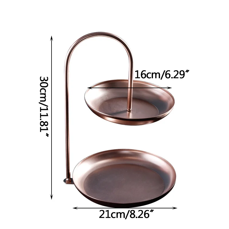 

Home Decor Nordic Ins Light Luxury Gold Double Layer Wrought Iron Storage Tray Simple Jewelry Cosmetics Rack Tray Girls Gift