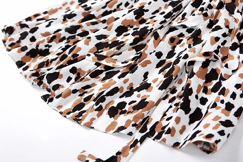 

Woman Dress Summer 2020 New Fashion Printed V-Neck Short Sleeved Slim A-Line Lace-Up Waist Bow Elegant Clothing Midi S-XL