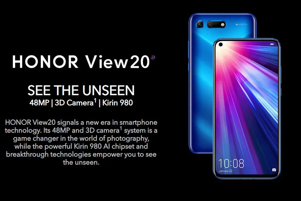 DHL Быстрая Honor V20 4G LTE мобильный телефон Kirin 980 Android 9,0 6," ips 2310X1080 8 Гб ram 256 ГБ rom МП NFC