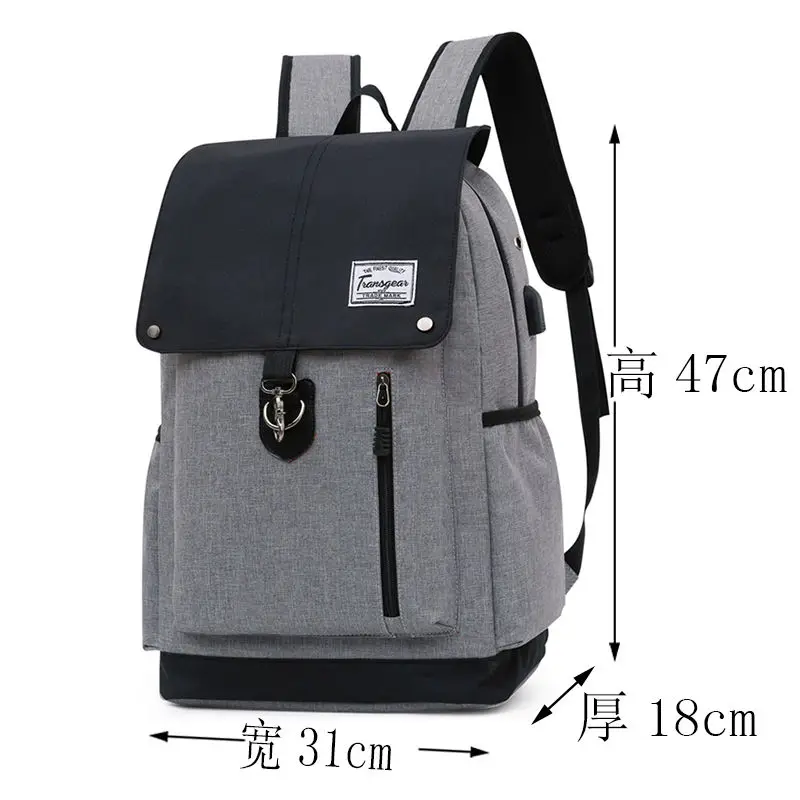 

Large Men Backpack School Bags for Boys Teenage Student Back Pack Usb Oxford Black Gray Bagpack College Wind High School Backbag