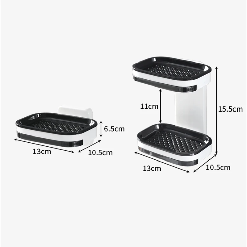 Настенный двухслойный держатель для мыльницы без перфорации ящик слива губки