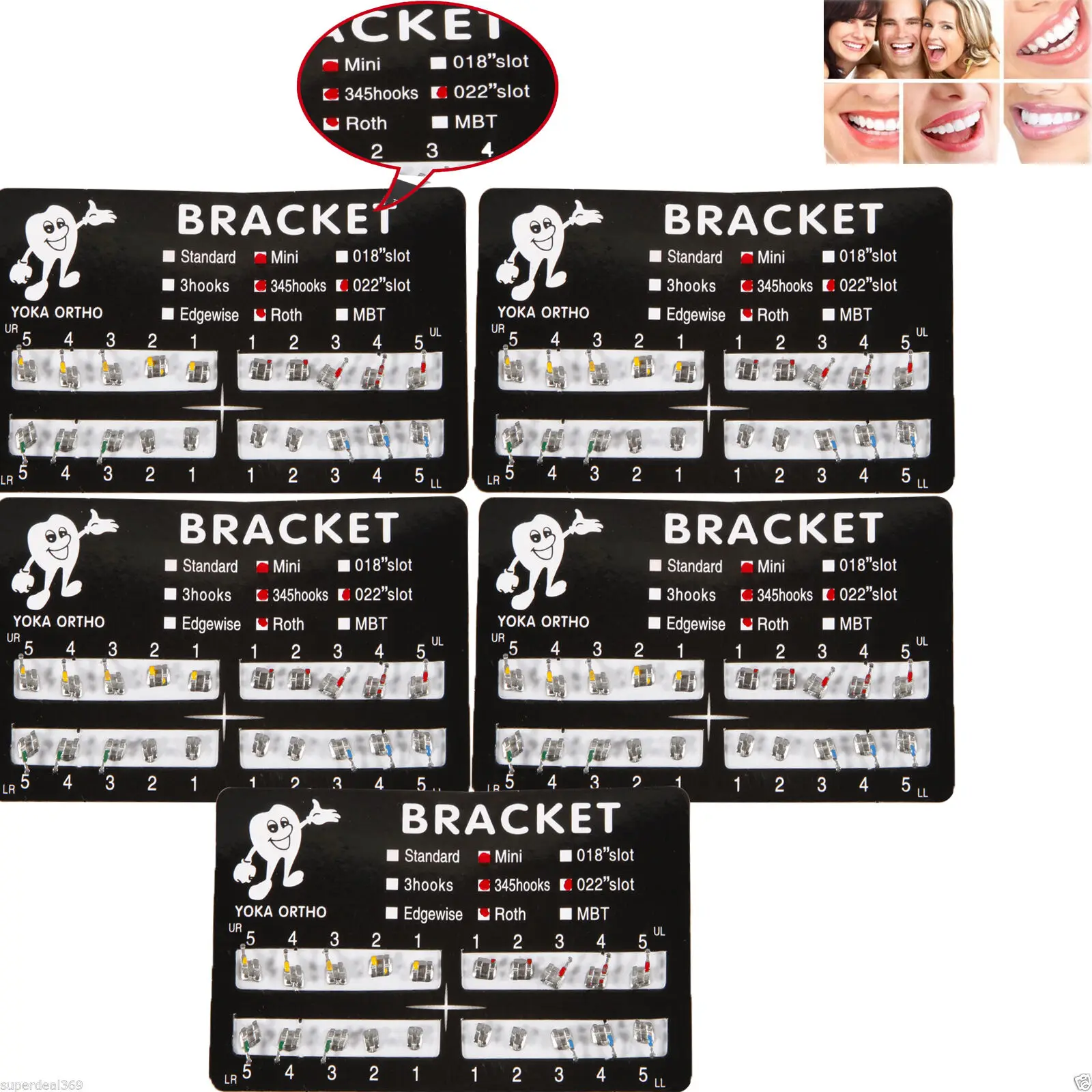 20 упаковок/400 шт. Ортодонтические металлические скобы мини Roth 022 дюйма слот 3 4 5
