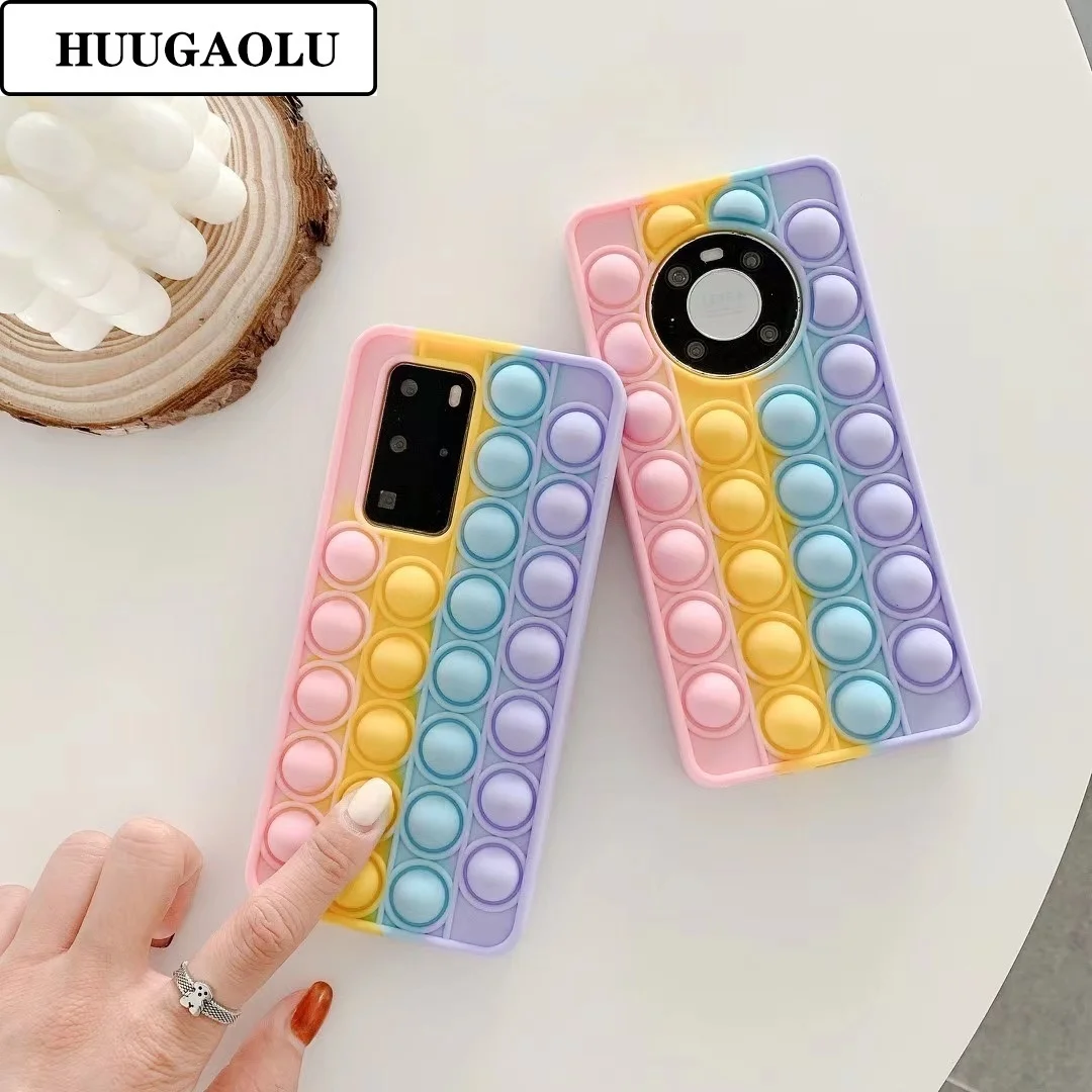3D Popit Радужный пузырьковый игровой чехол для Huawei P Smart Z P30 P40 Mate 40 30Pro мягкий милый Nova