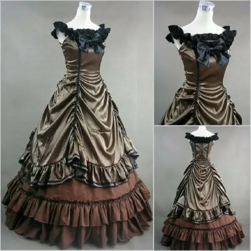 

Платье макси в викторианском стиле, готическое винтажное кружевное платье до пола, со шнуровкой, стильное бальное платье для косплея на Хэл...