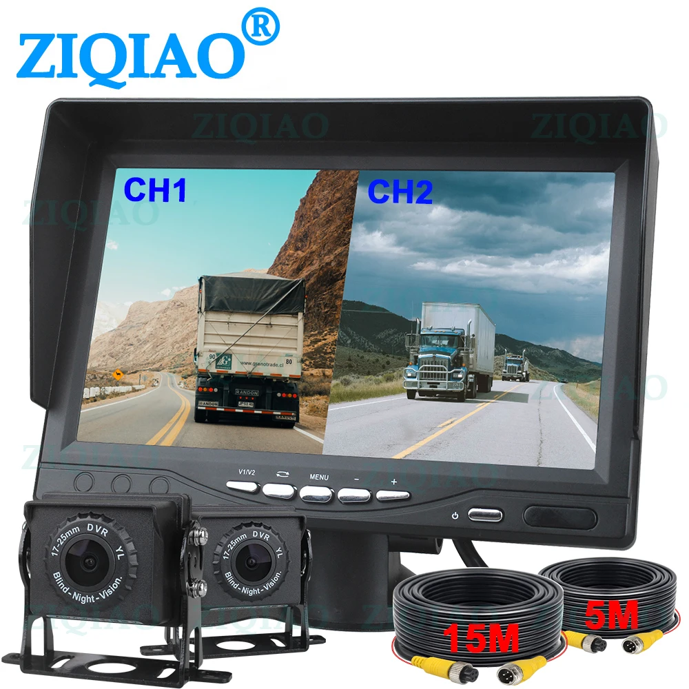 

7-дюймовый AHD-монитор ZIQIAO с разделенным экраном, камера заднего вида с ночным видением, камера заднего вида для грузовика, автобуса, система в...