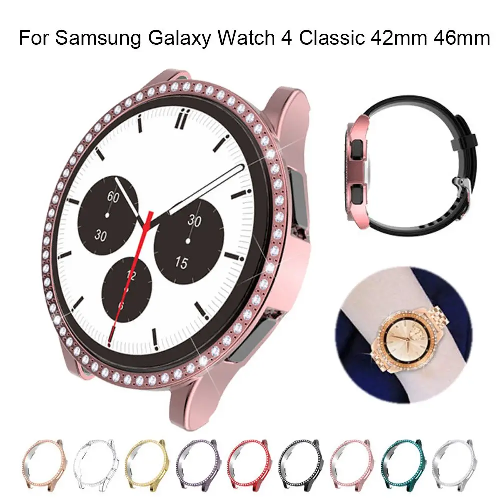 

PC Diamond Case For Samsung Galaxy Watch 4 Classic 42mm 46mm Bumper Screen Full Protector Cover Guard Shell Accessories