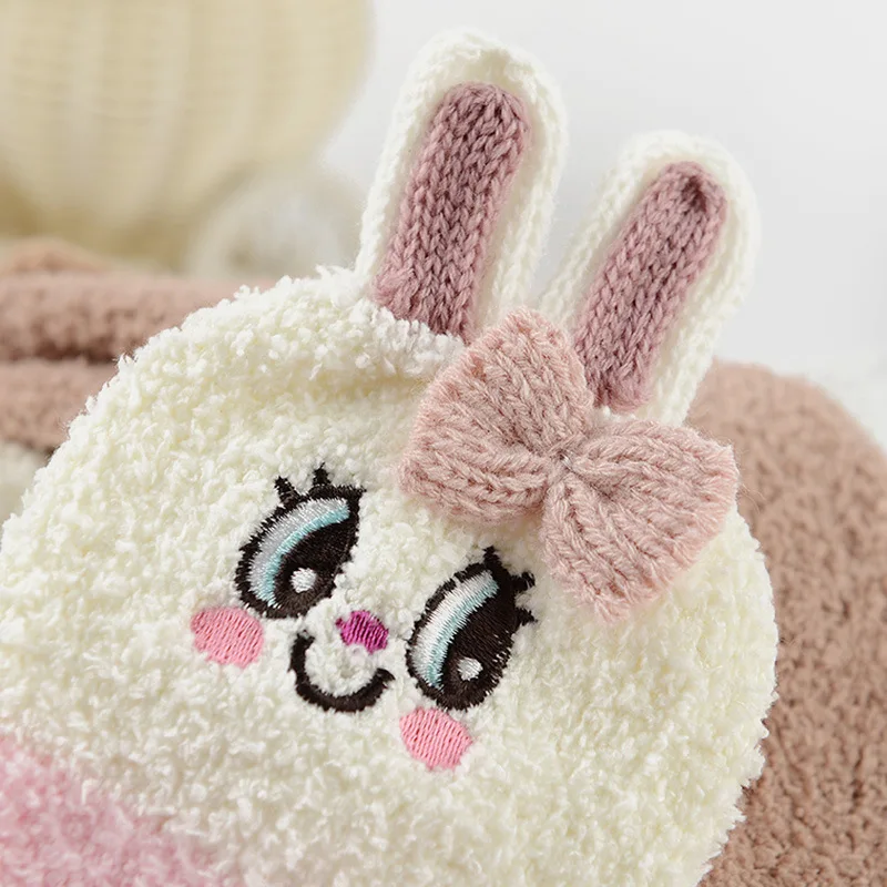 Милые животные дизайн олень Забавный пол SocksGift 3D пушистый коралловый бархат