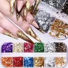 Фольга для дизайна ногтей, золотистая, серебристая, зеленая, цветная, нестандартная, алюминиевая наклейка для ногтей, блестящее украшение для гель-лака, 1 коробка