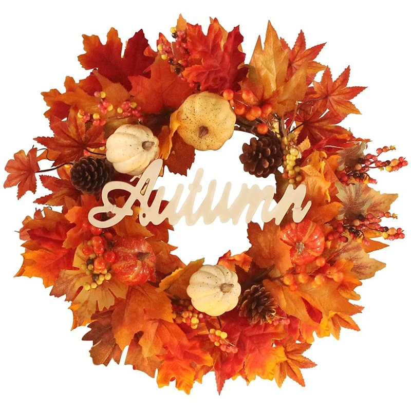

Fall Wreath for Front Door, Autumn Decor for Home, Wall, Porch, Suitable for Thanksgiving, Christmas Decorations