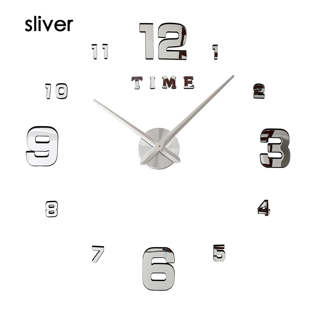 clock 4sliver Настенные часы современный дизайн часы цифровые большие 3D DIY домашний декор светящиеся зеркальные наклейки Мода Новое поступление - Color: clock 4sliver