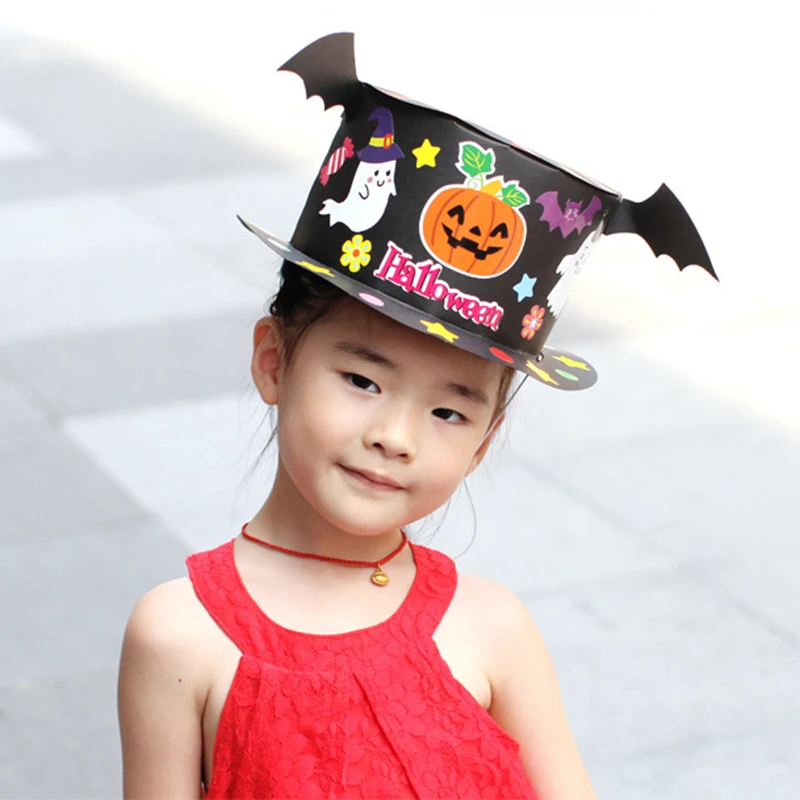 Хэллоуин DIY игрушка шляпа Детская бумажная ручной работы мультфильм изображение