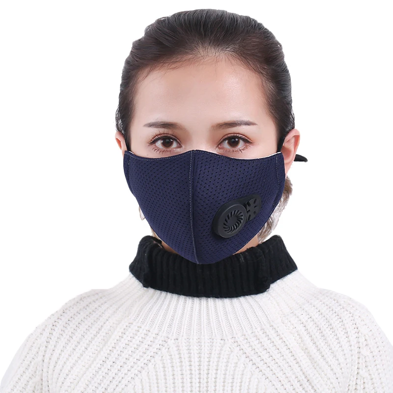 Navy Blue Анти-пыль PM2.5 респиратор дыхания ручной аппарат для искусственной вентиляции легких многоразовые хлопковые унисекс теплые пыленепроницаемые маски рот муфельные маски для анти пыльцы аллергии - Цвет: Navy Blue