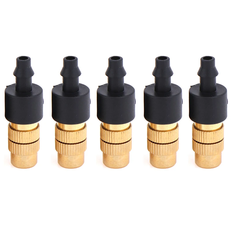 

5pcs Gold Garden Irrigation Agricultural Atomizing Sprinklers Atomizing Sprayers Copper Misting Fog Cooling Nozzles 4/7mm Hose