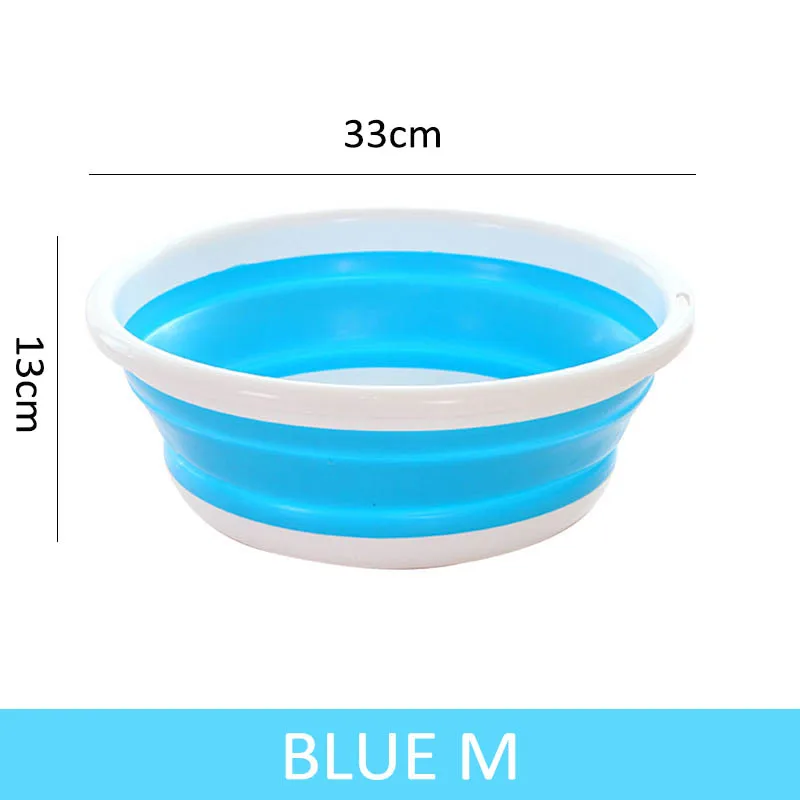 blue M Складные бассейны складной умывальник высокой емкости овощная миска для фруктов экономии пространства бытовые моющие средства 1 шт - Цвет: blue M