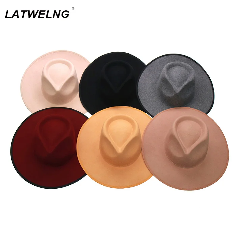 

Шляпа-федора женская, зимняя, шерстяная, с широкими полями, Шляпа Fedora, в британском стиле, Панама джазовая, шляпа, B054