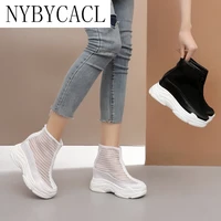 womens summer boots breathable mesh high heels shoes for women 2021 summer rubber sole women ankle boot wedge fashion shoes new