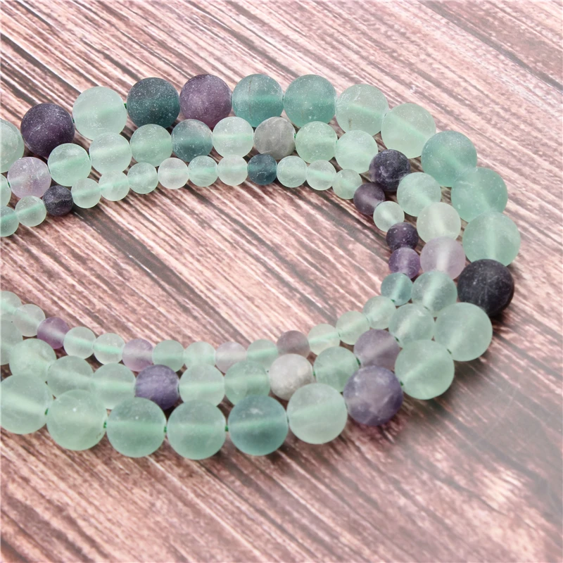 

NaturalFrosted Fluorite StoneBeads,RoundBeadsLooseBeadsForMakingJewelryDIYBraceletNecklace4/6/8/10/12/mm