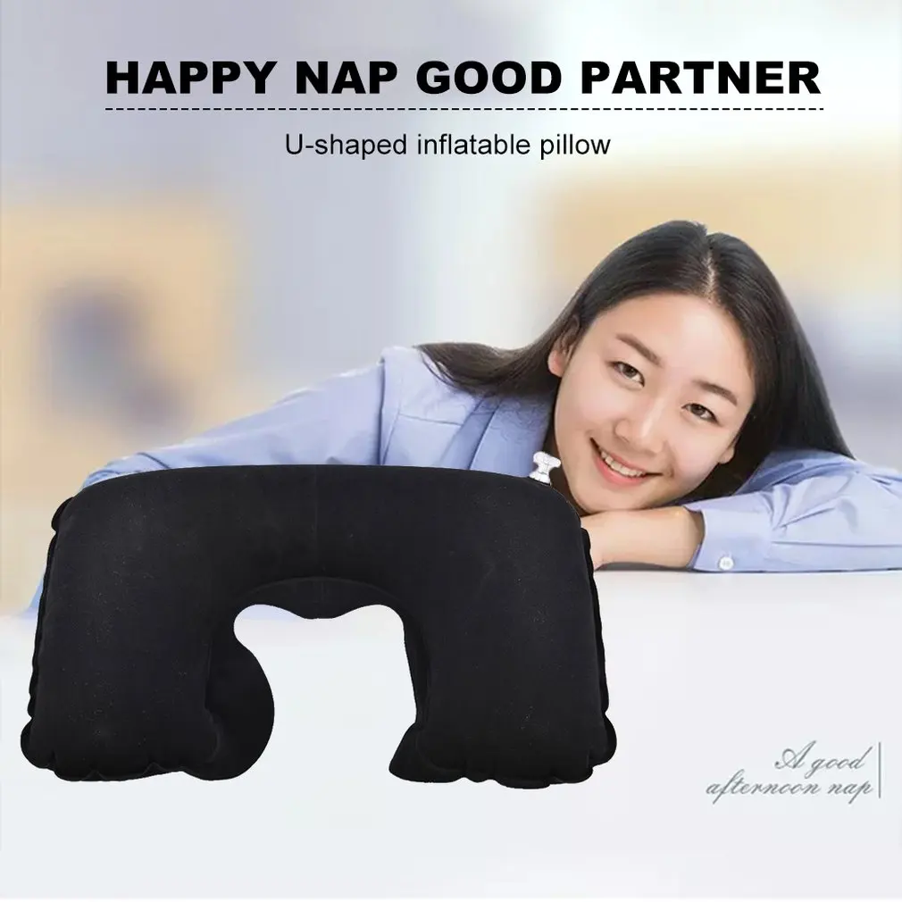 Портативная подушка для путешествий надувная шеи u-образная из флока ПВХ 42 г | Дом