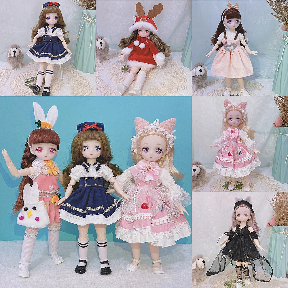 Шарнирная кукла 1/6 Bjd полный комплект обуви с одеждой и голубыми глазами милые