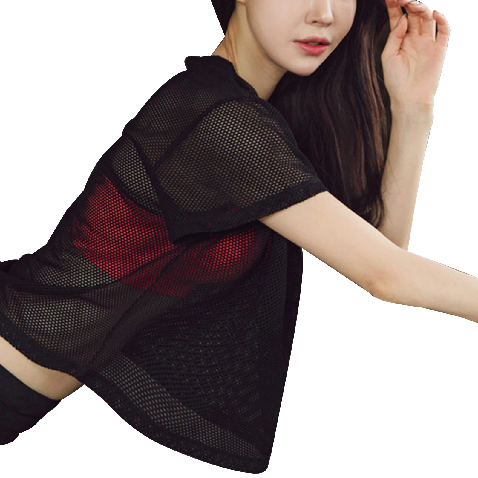 

New Women's Sports Shirt, Quick Drying Mesh See Through Exercise Tops Smock for Female