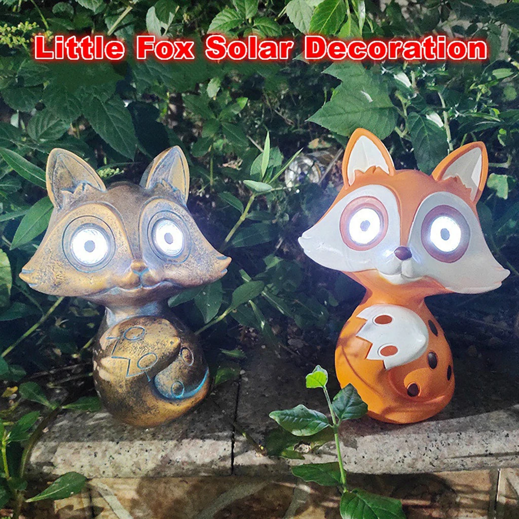 

Resin Fox Solar Lamp Fox Sculpture Figurine Garden Decoration Villa Garden Decoration Crafts