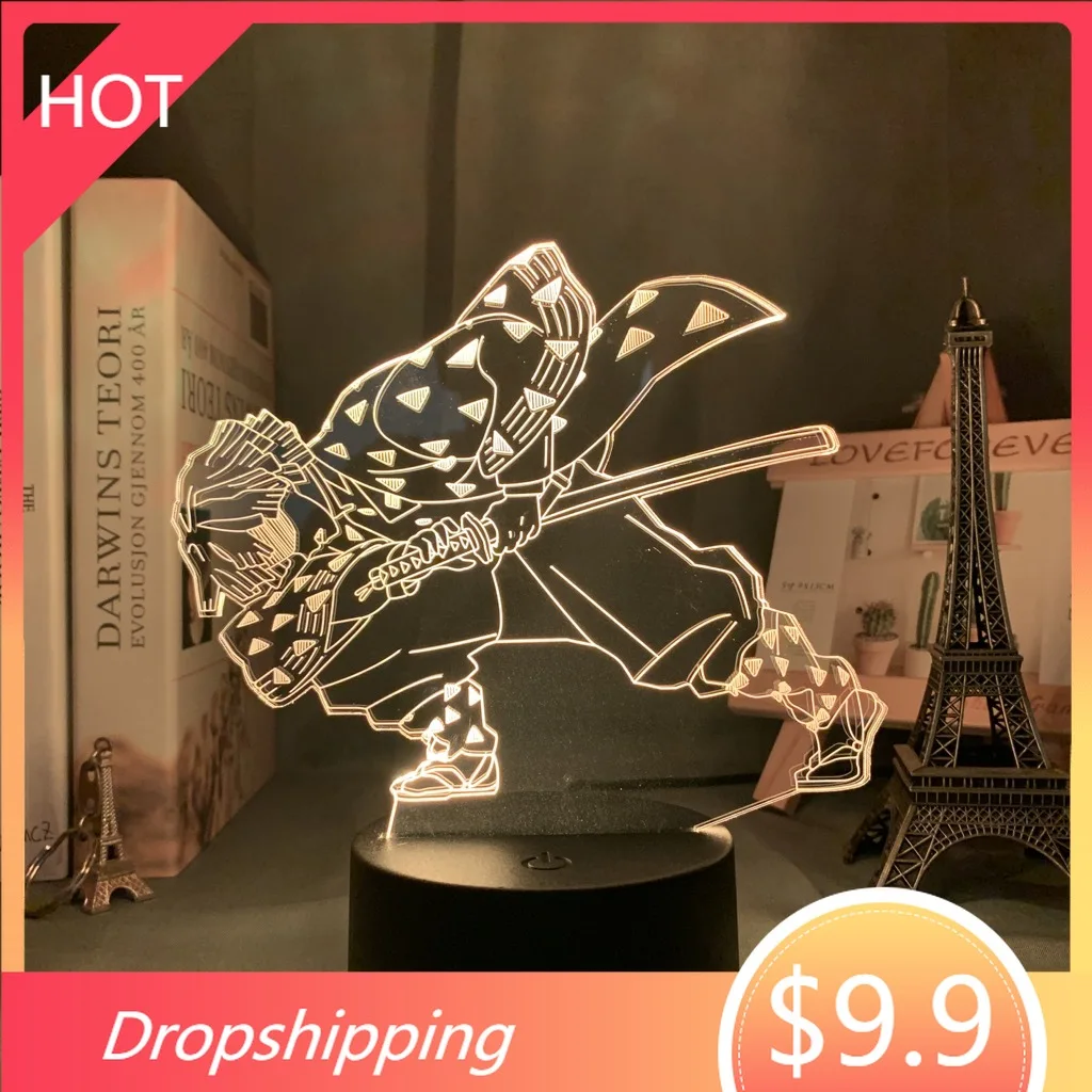 Акриловый светодиодный ночной Светильник аниме демон убийца Agatsuma Zenitsu рисунок