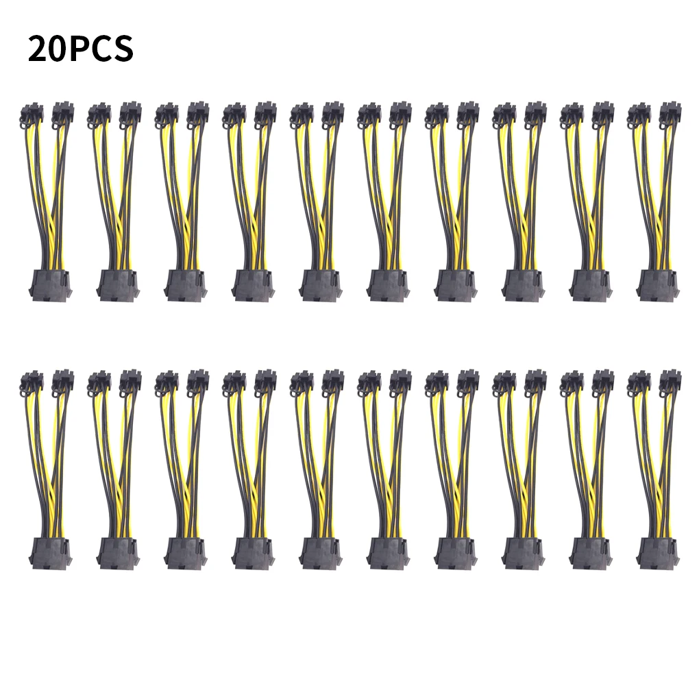 

30pcs 8 pin PCI Express to Dual PCIE 8 (6+2) pin Power Cable 21cm Motherboard Graphics Card PCI-E GPU Power Data Cable Splitter