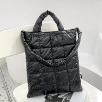 designer big soft nylon shoulder bags for women 2021 winter female trend handbags branded trending fluffy tote black purse