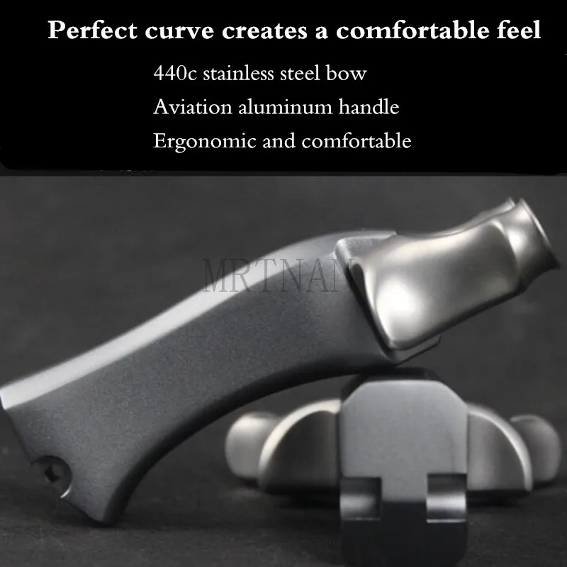 

High-power Shooting Stainless Steel Slingshot + Aviation Aluminum Handle Fixed Clip Flat Rubber Band Hunting Slingshot Wholesale