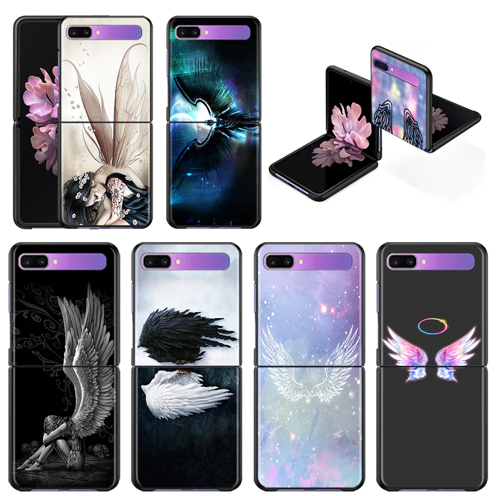 

Angel Wings Smartphone Case For Samsung Galaxy Z Flip 3 5G Back PC Cases Hard Capa Black Shell Hard Cover Fundas