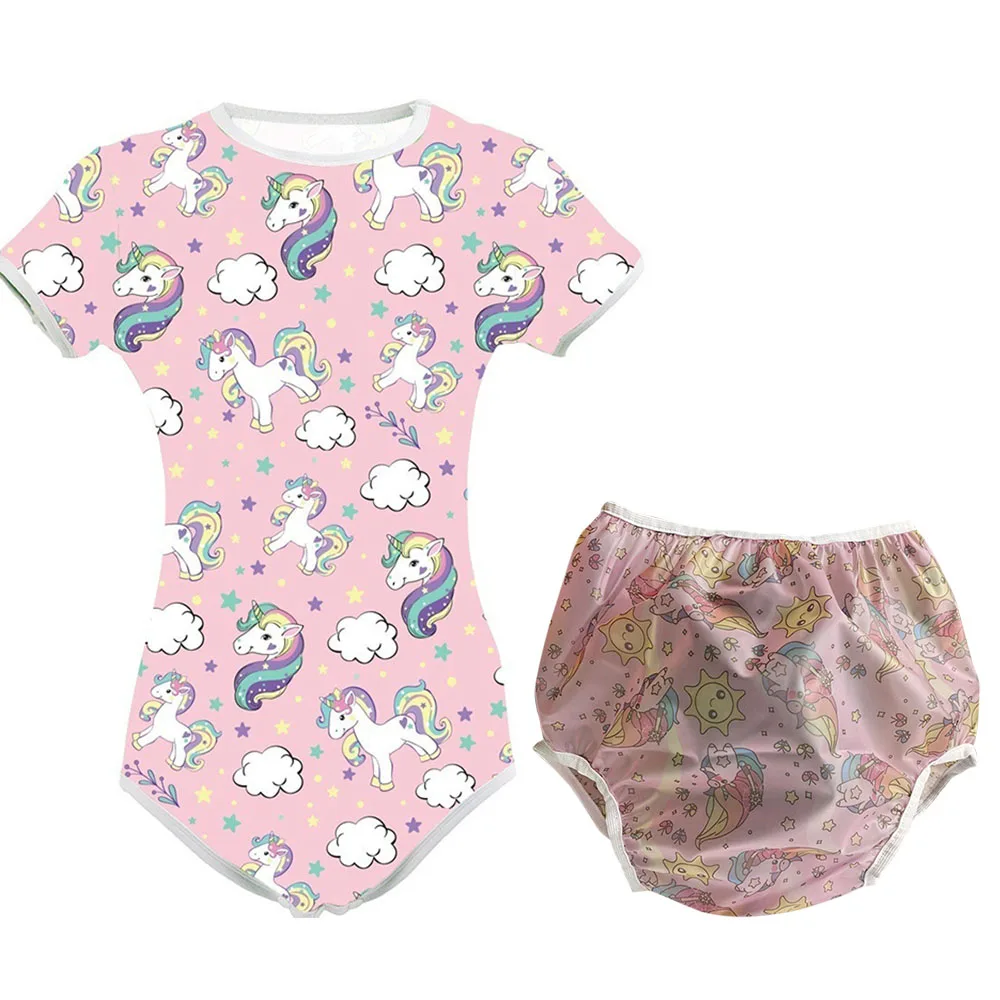 ABDL ПВХ комбинезон подгузник для взрослых боди малышей с застежкой в промежности