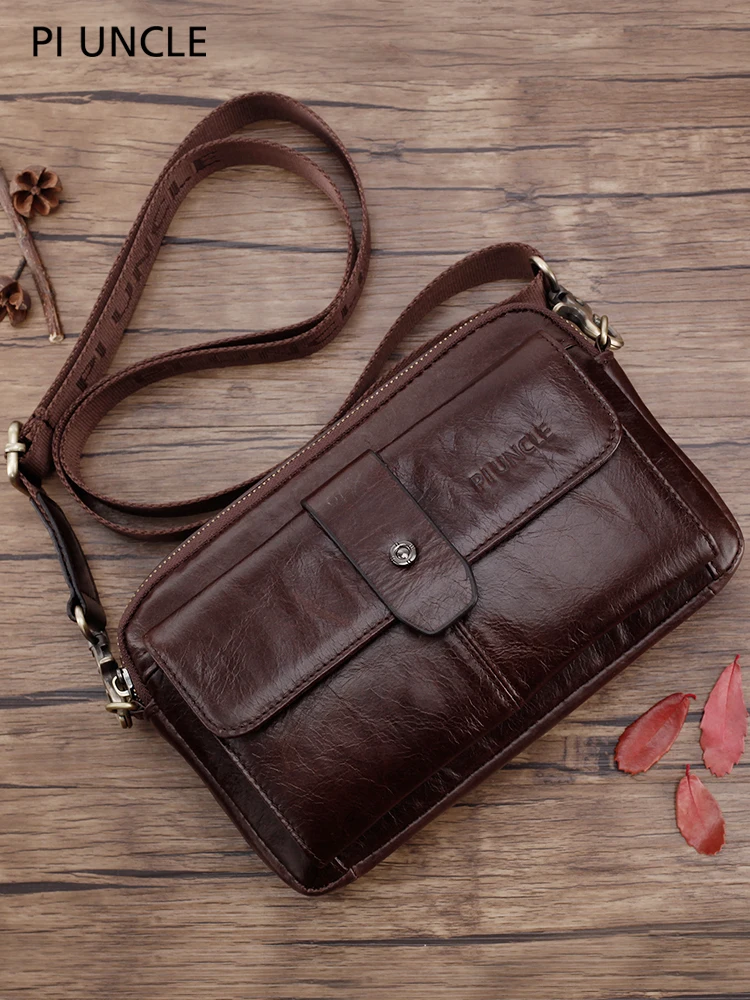 PI UNCLE Fashion Мужская сумка из натуральной кожи сумки через плечо сумка-мессенджер