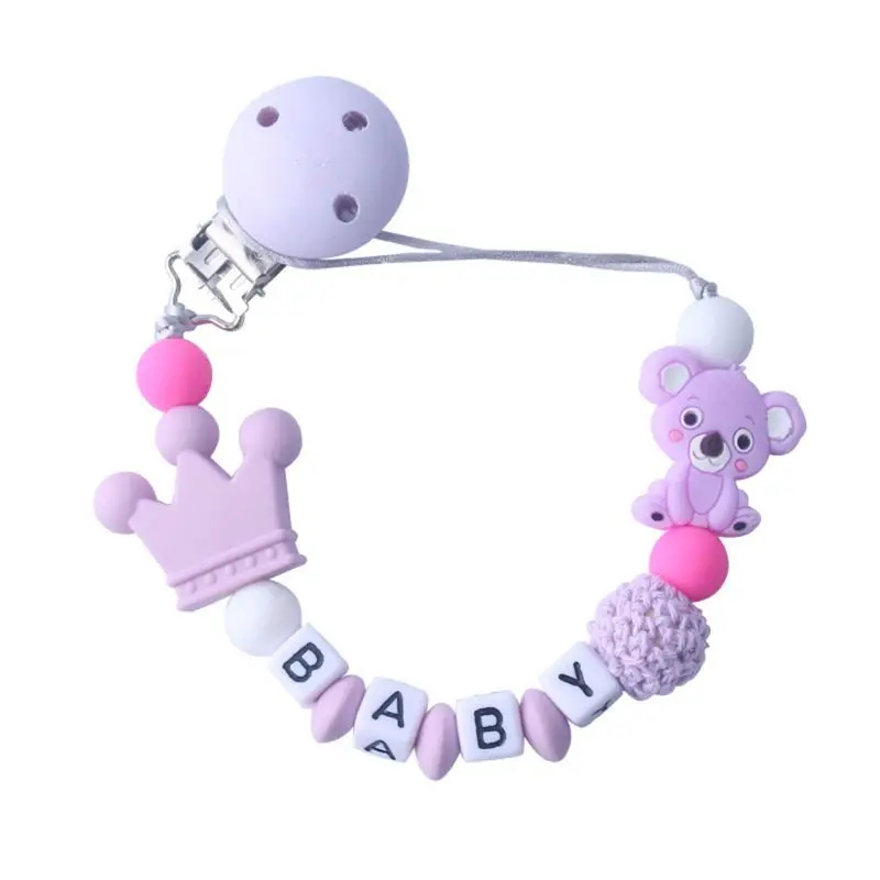 

2021 New Child Baby Pacifier Chain Soothing Boys Girls Cute Koala Bear Colorful Design Kids Toys