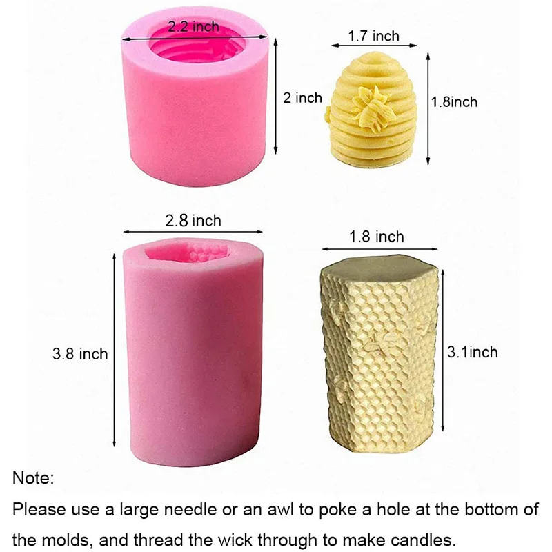 2 Pack Bee Honeycomb Candle Molds Beehive Silicone Mold for Homemade Beeswax Soap Making Supplies | Дом и сад