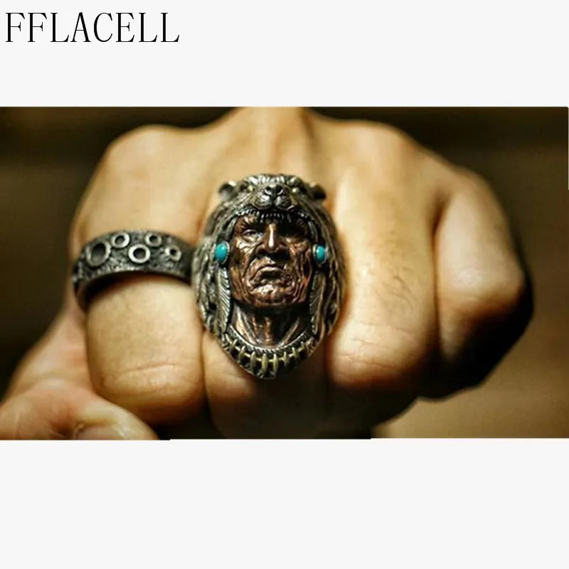 FFLACELL 2020 новое модное винтажное двухцветное кольцо оборотенок мужское властное