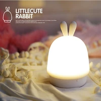 creative led rabbit night light usb rechargeable eye protect silicone feeding desk light bedroom bedside sleep lamp gift for kid
