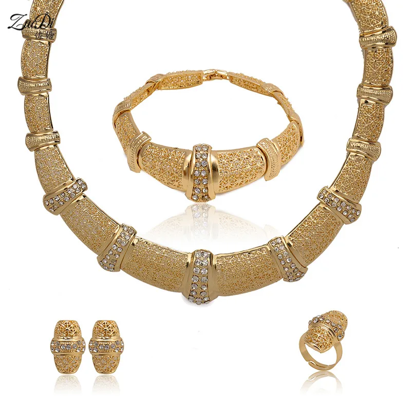 

ZuoDi 2018 Dubai Gold Jewelry Sets Bridal Gift Nigerian wedding accessories Fashion african Beads jewelry set Wholesale design