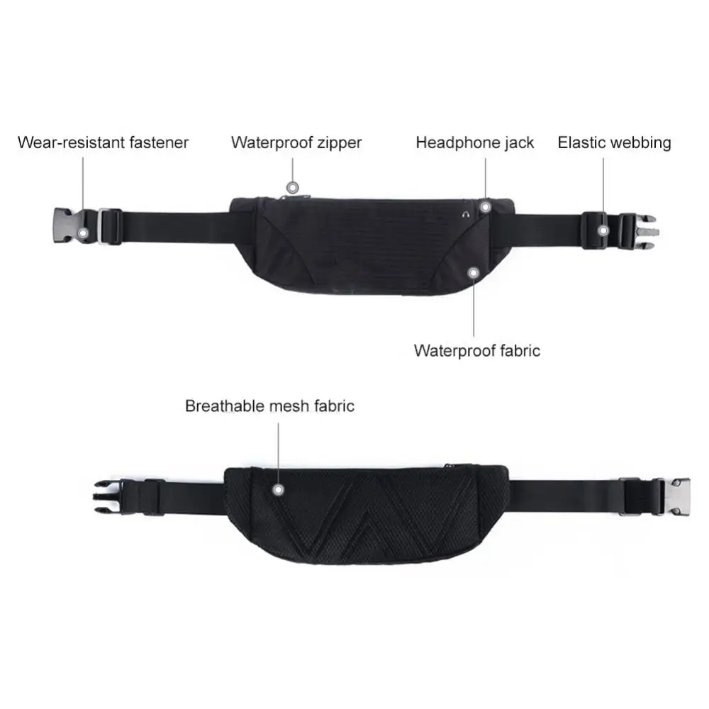 

Sports Belt Waist Bag Waterproof Outdoor Running Phone Pouch Bum Fanny Pack Earphone Hole Women's Waist Pack