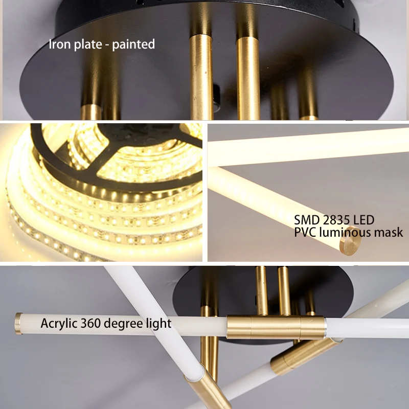 $93.60 LODOOO Modern Led Ceiling Lights Living Room Bedroom Black/Gold Restaurant kitchen Led Ceiling Lamps Acrylic Indoor Lighting
