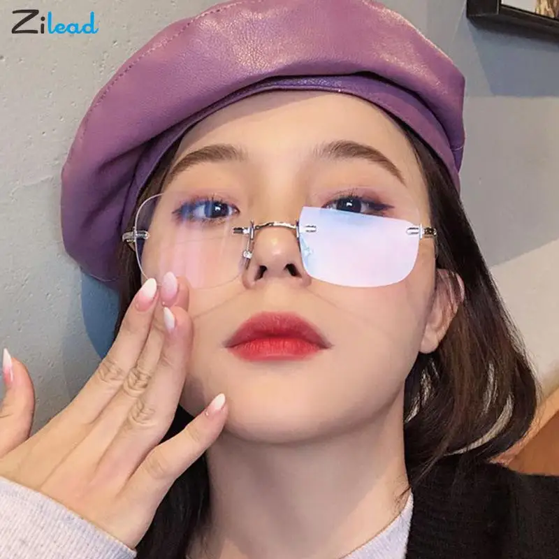 

Zilead Retro Sunglasses Women Fashion Rimless Gradient Sunglasses Shades Cutting Lens Ladies Frameless Eyeglasses Metal Temples