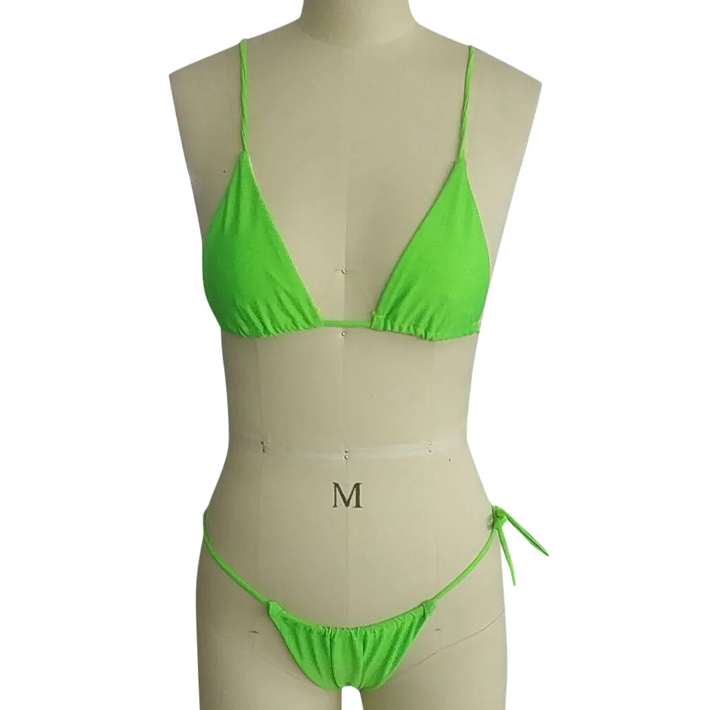 Женское микро-бикини набор купальник бандо бандаж бикини пуш-ап бразильский