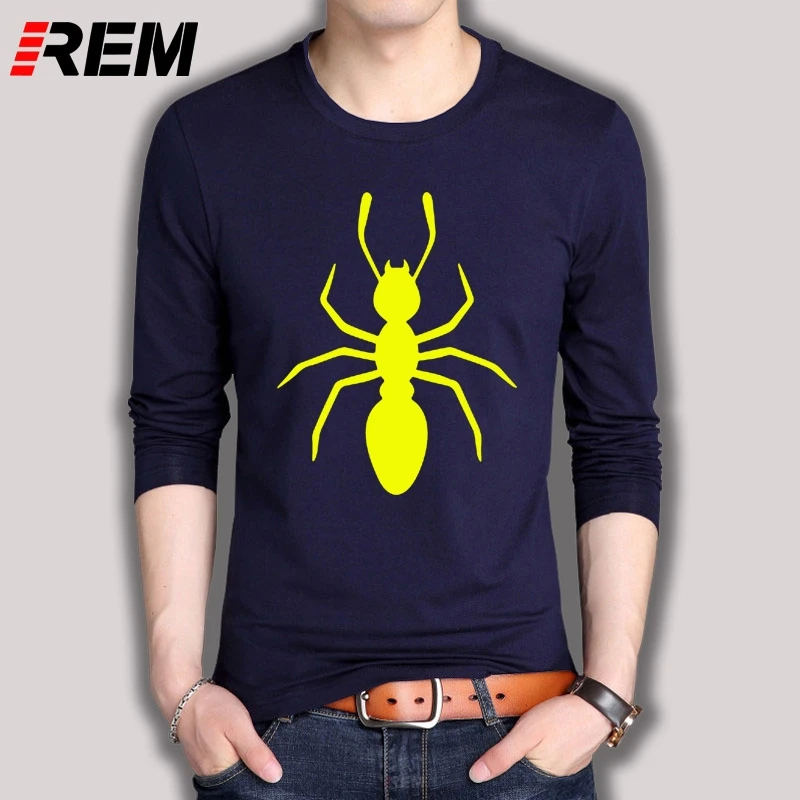 

Футболка REM мужская с коротким рукавом, модная повседневная тенниска с круглым вырезом, брендовая майка с принтом муравьев, лето