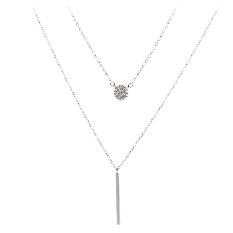 

Korean Fashion Rose Gold Lucky Double-layer Round Bead Pendant Necklace Simple Fashion Female Clavicle Chain Jewelry Gifts