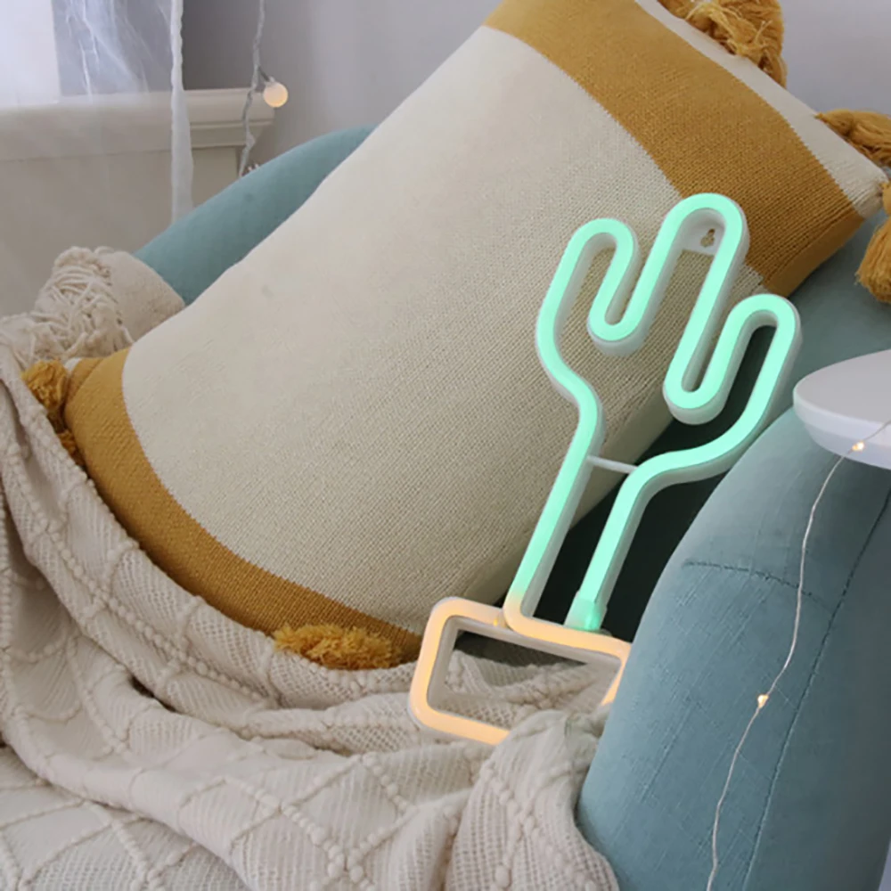 Luz de ne&oacute;n Led de Cactus en maceta con bater&iacute;a, l&aacute;mpara bonita alimentada por USB para dormitorio, decoraci&oacute;n de fiesta, regalo de vacaciones, fondo fotogr&aacute;fico, novedad de 2021-3