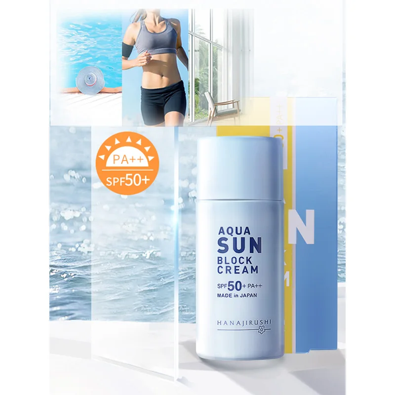 Солнцезащитный экран HANAJIRUSHI Aqua Sun Block SPF 50 PA ++ отбеливающий солнцезащитный