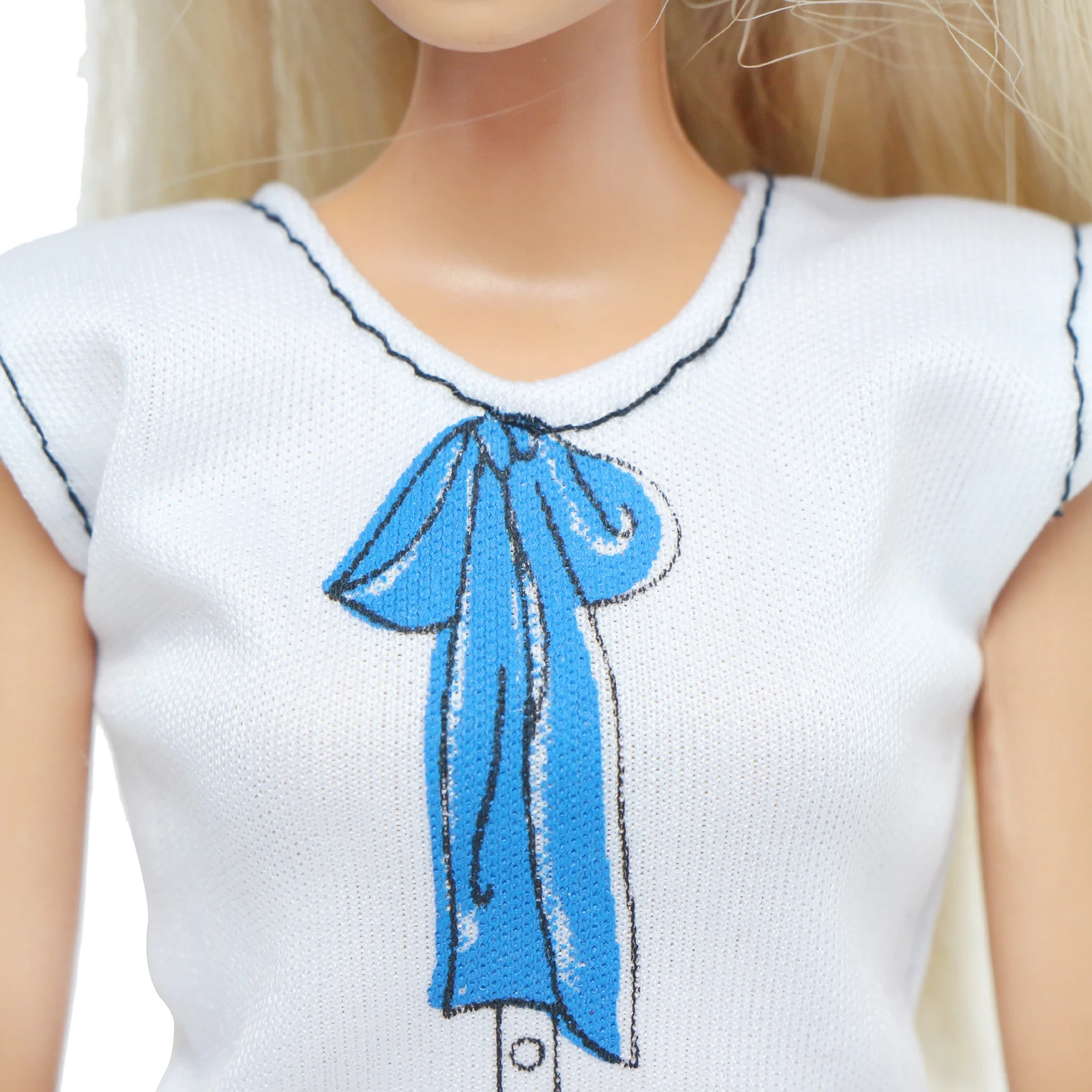 1 Сет Ручной работы повседневный наряд с голубым рисунком банта на футболке и шорты. Аксессуары для куклы Барби. Игрушка для детей.