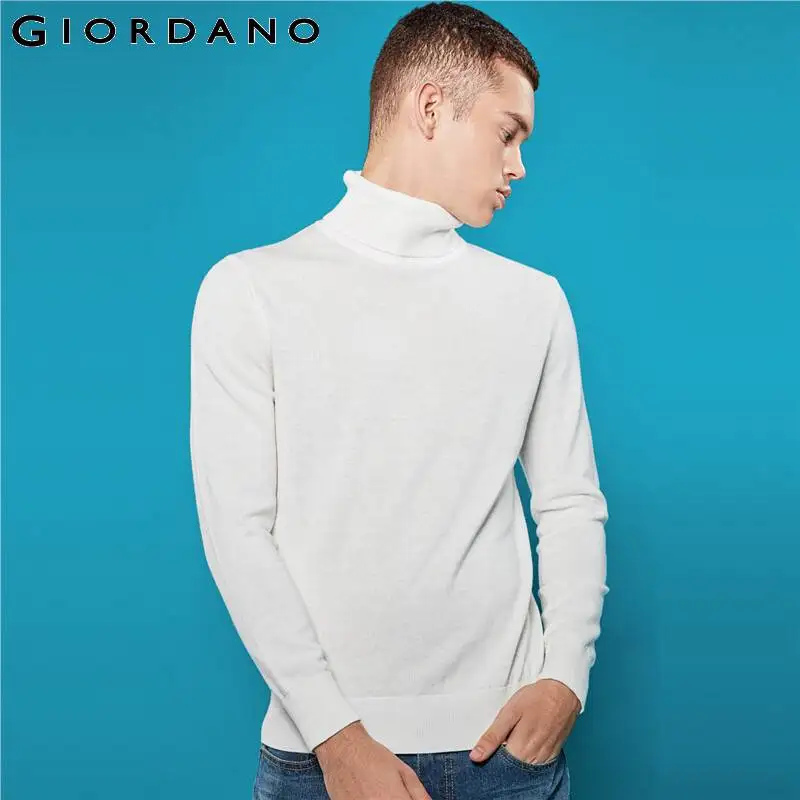 Giordano мужской джемпер с круглым высоким воротом,из натурального хлопка