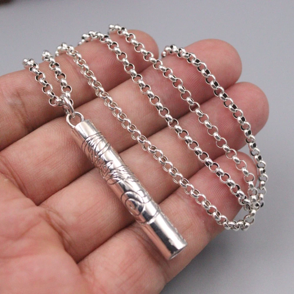 Подвеска из чистого серебра блестящая счастливая резная свисток подвеска для